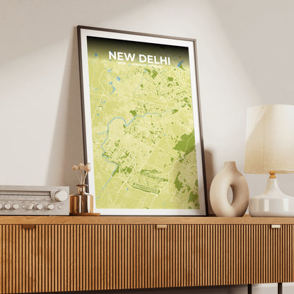 New Delhi Fern Map Poster