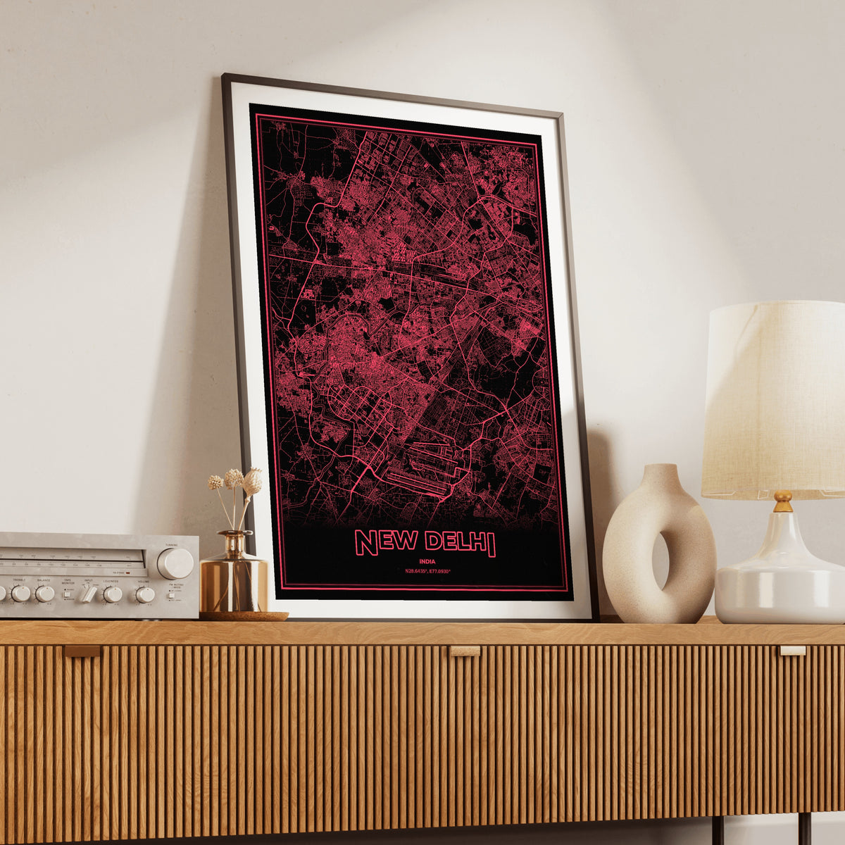 New Delhi Phosphor Map Poster - System Alert