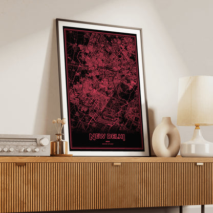 New Delhi Phosphor Map Poster - System Alert