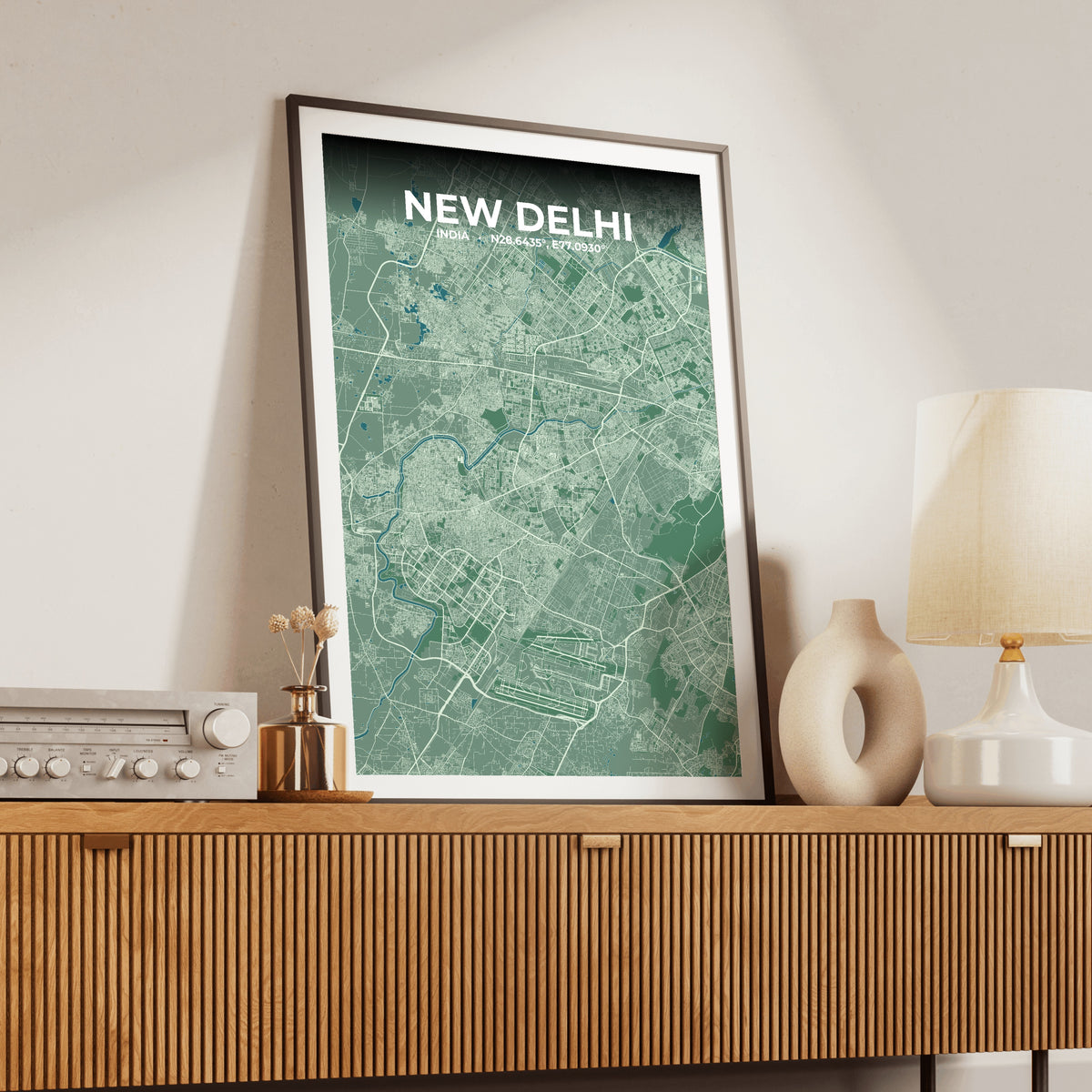 New Delhi Mist Map Poster