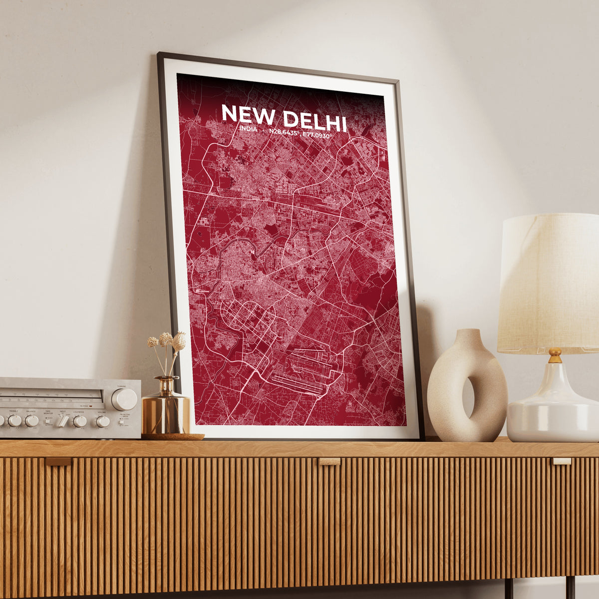 New Delhi Garnet Map Poster