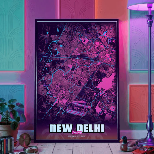 New Delhi GTA Map Poster