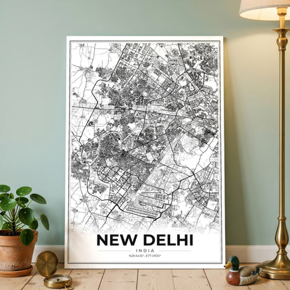New Delhi Modern Map Poster