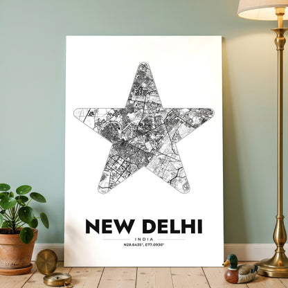 New Delhi Star Map Poster
