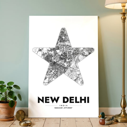 New Delhi Star Map Poster