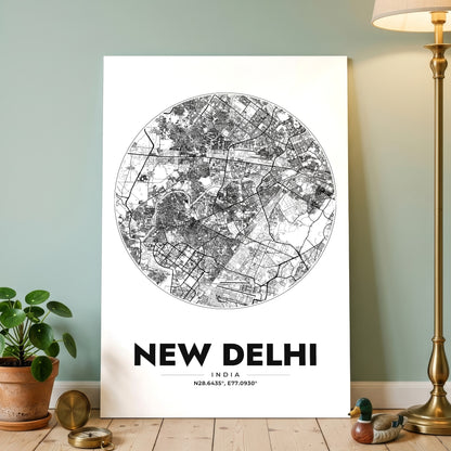 New Delhi Spot Map Poster