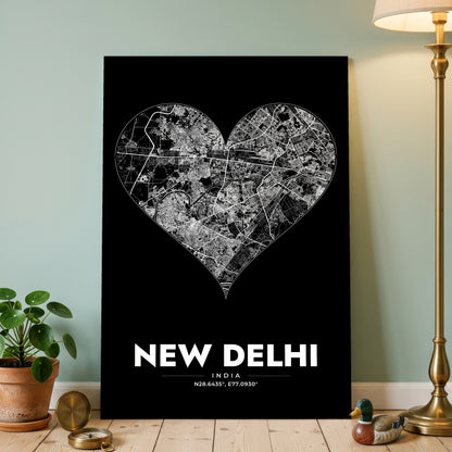 New Delhi Heart Map Poster