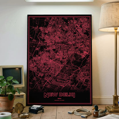 New Delhi Phosphor Map Poster - System Alert