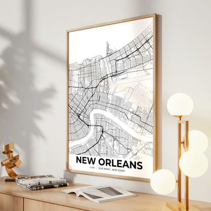 New Orleans Elegant Map Poster