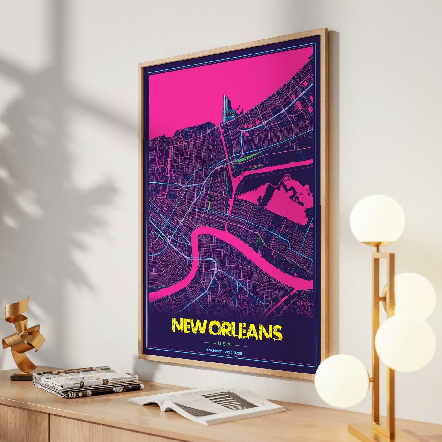 New Orleans Cyberpunk Map Poster