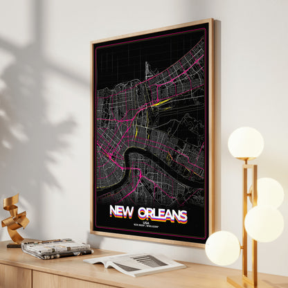 New Orleans Retro Map Poster