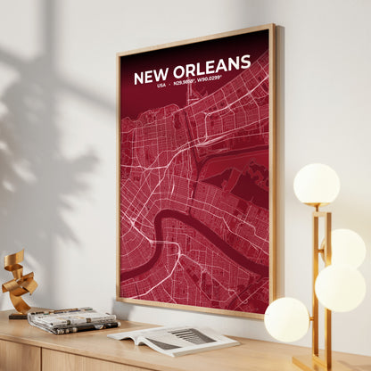 New Orleans Garnet Map Poster