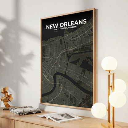 New Orleans Sable Map Poster