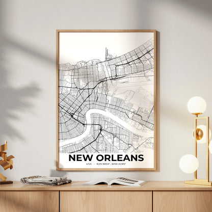 New Orleans Elegant Map Poster
