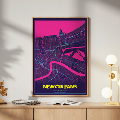 New Orleans Cyberpunk Map Poster