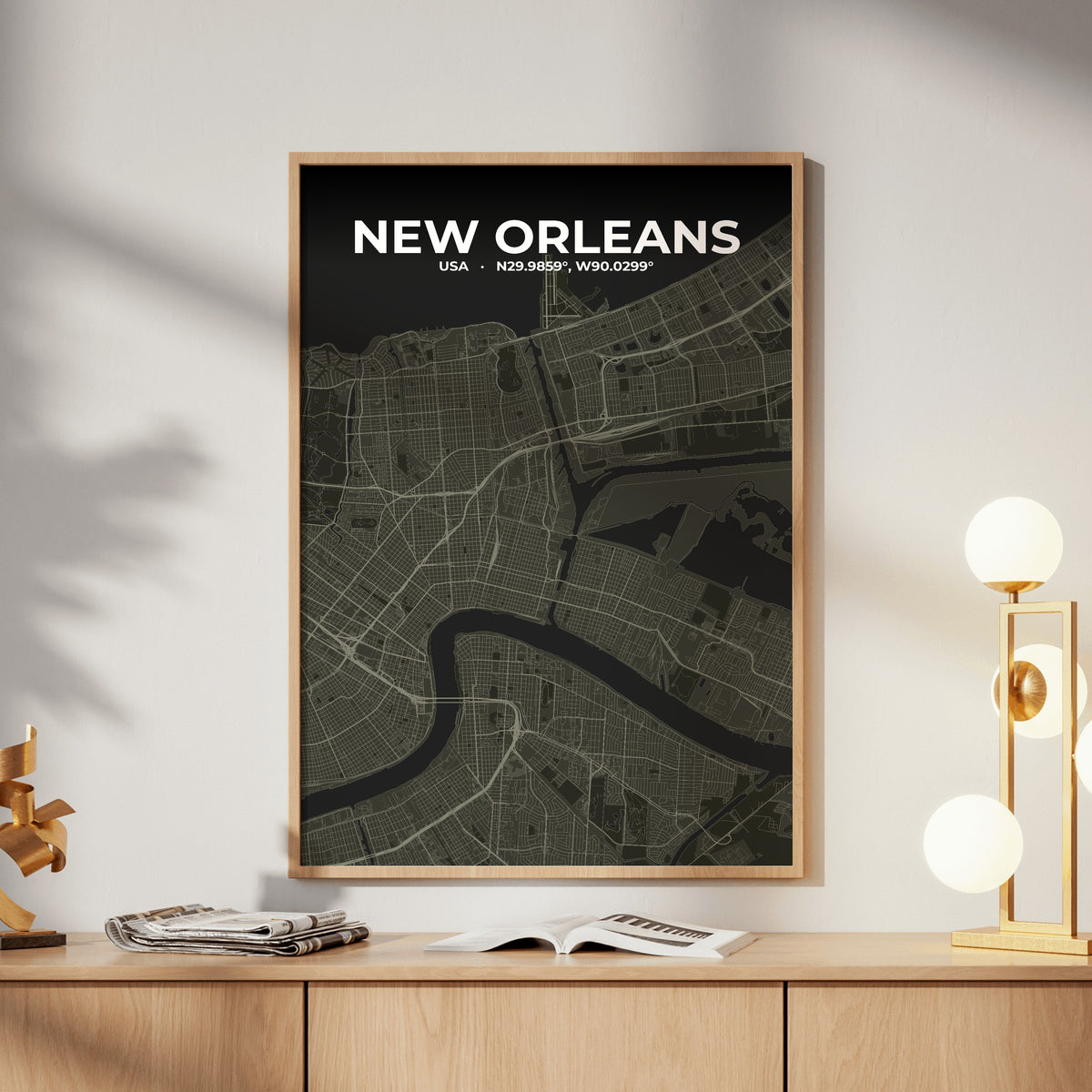 New Orleans Sable Map Poster