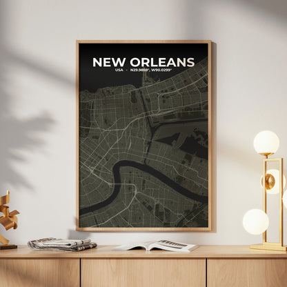 New Orleans Sable Map Poster