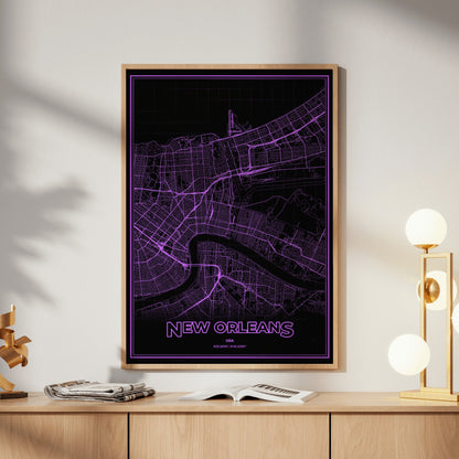 New Orleans Phosphor Map Poster - EGA Violet