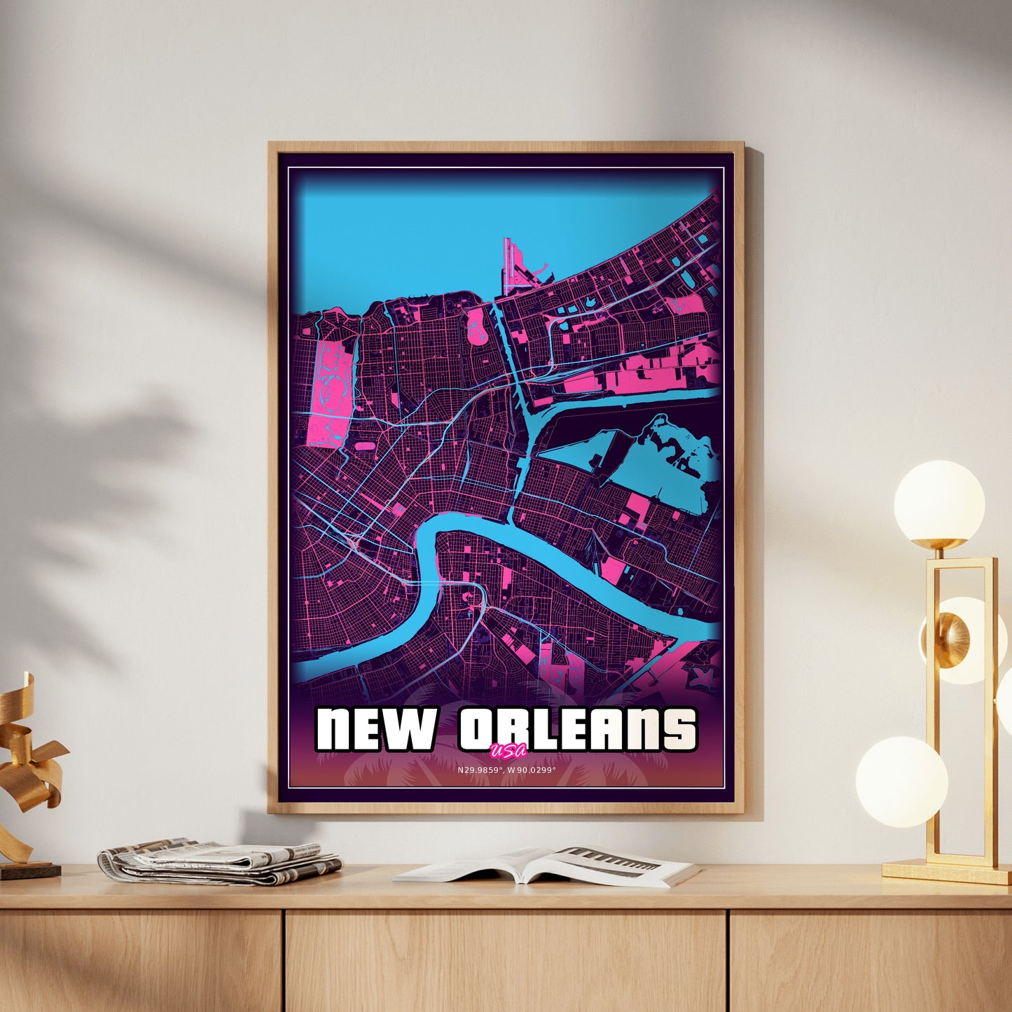 New Orleans GTA Map Poster