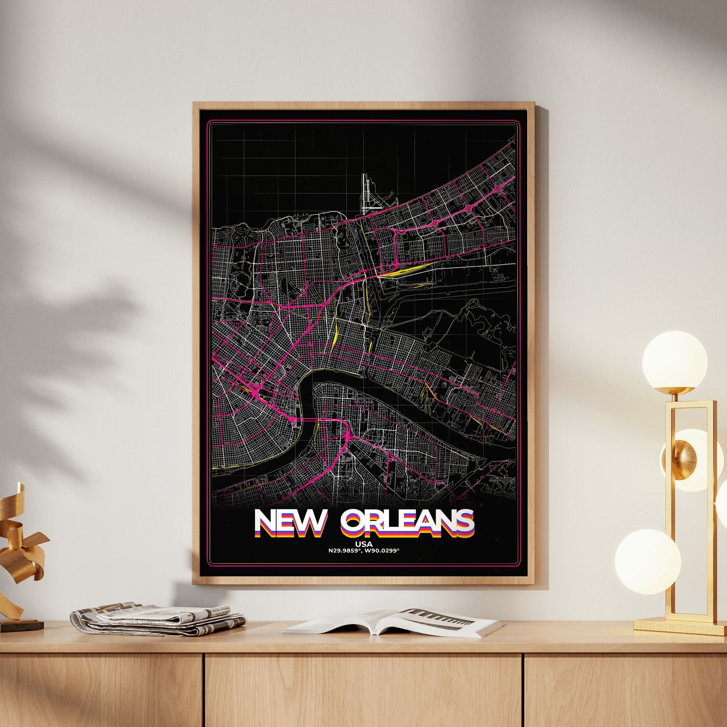 New Orleans Retro Map Poster