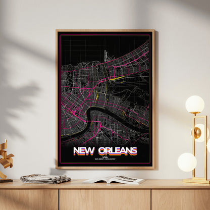 New Orleans Retro Map Poster