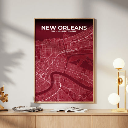 New Orleans Garnet Map Poster