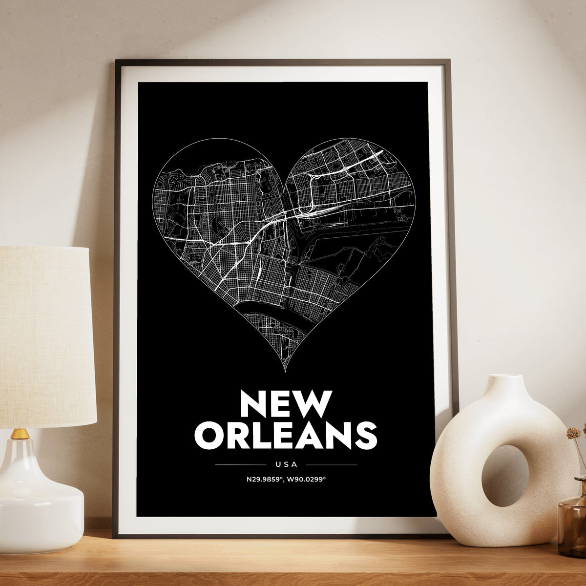 New Orleans Heart Map Poster