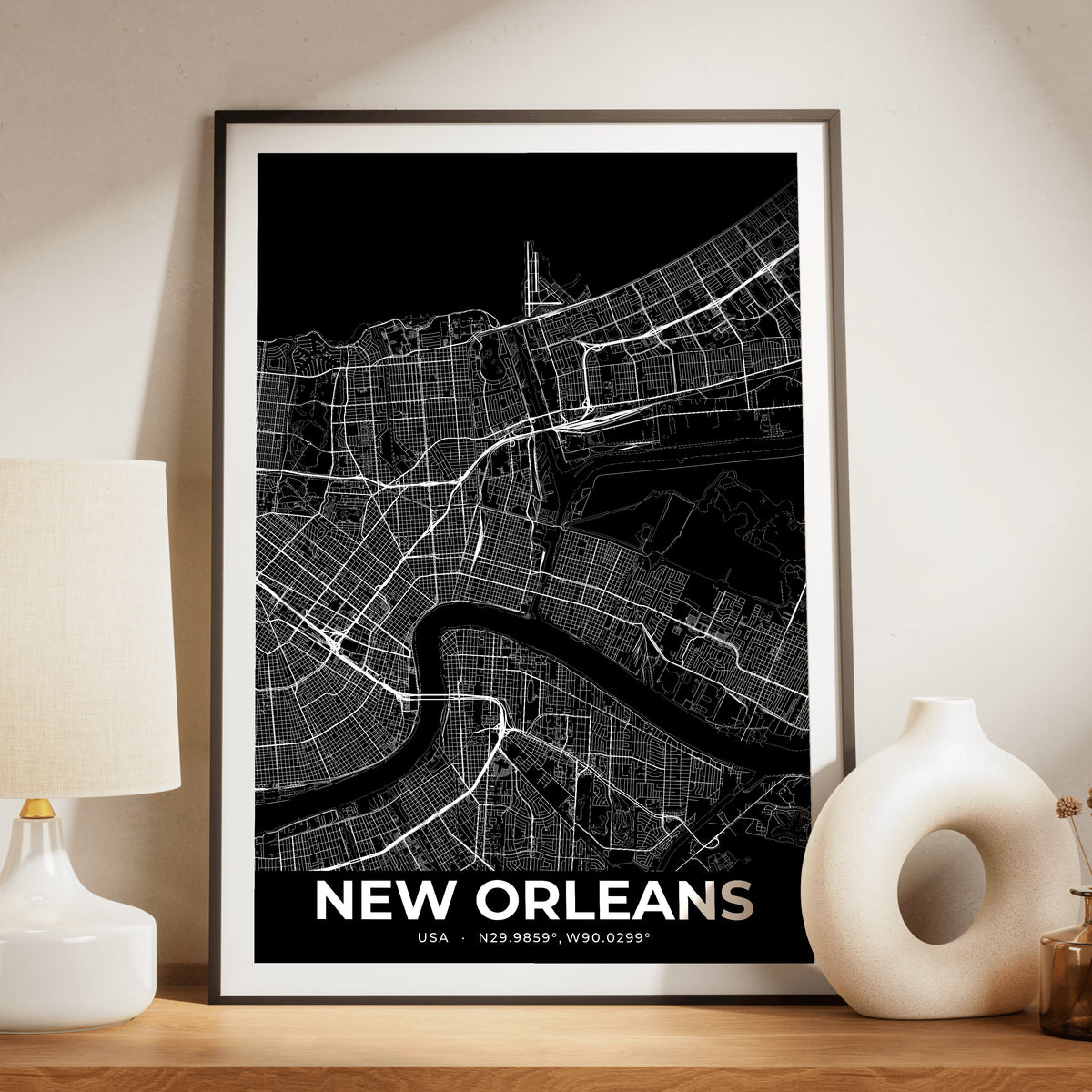 New Orleans Elegant Map Poster