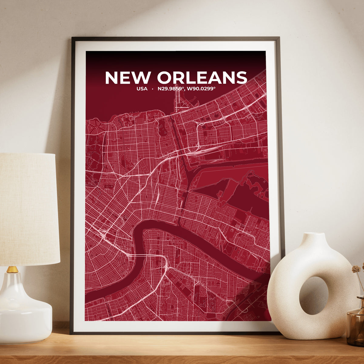 New Orleans Garnet Map Poster