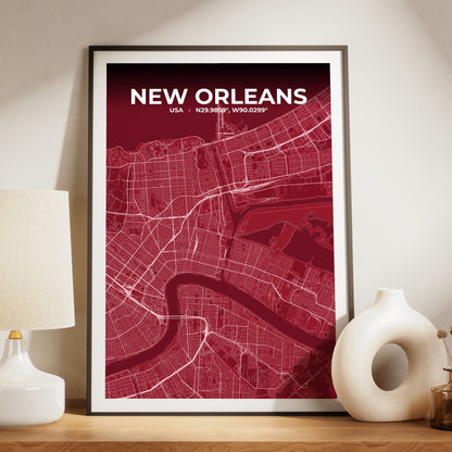 New Orleans Garnet Map Poster