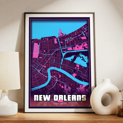 New Orleans GTA Map Poster