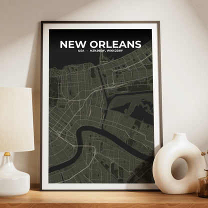 New Orleans Sable Map Poster