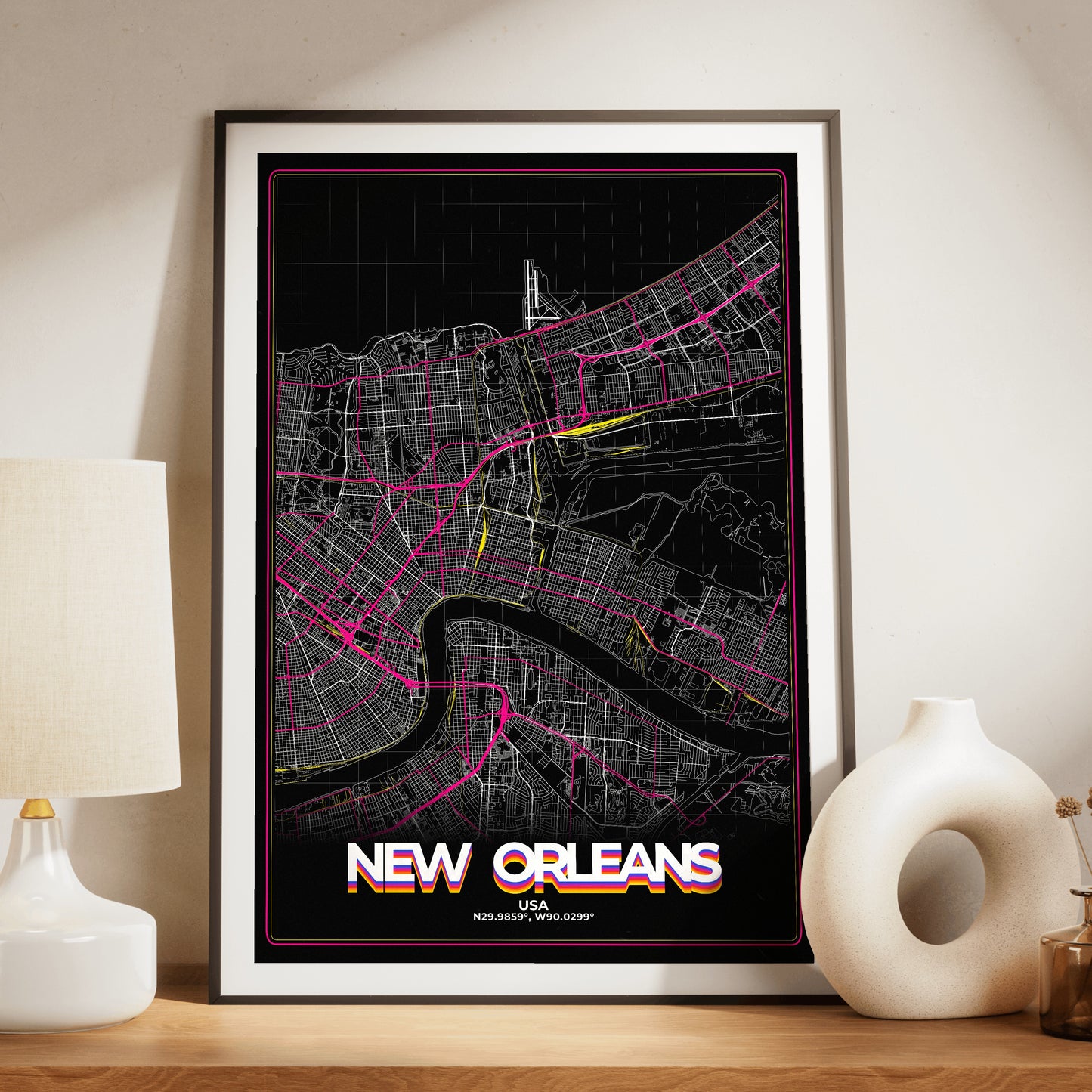 New Orleans Retro Map Poster
