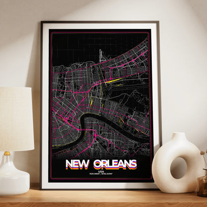 New Orleans Retro Map Poster