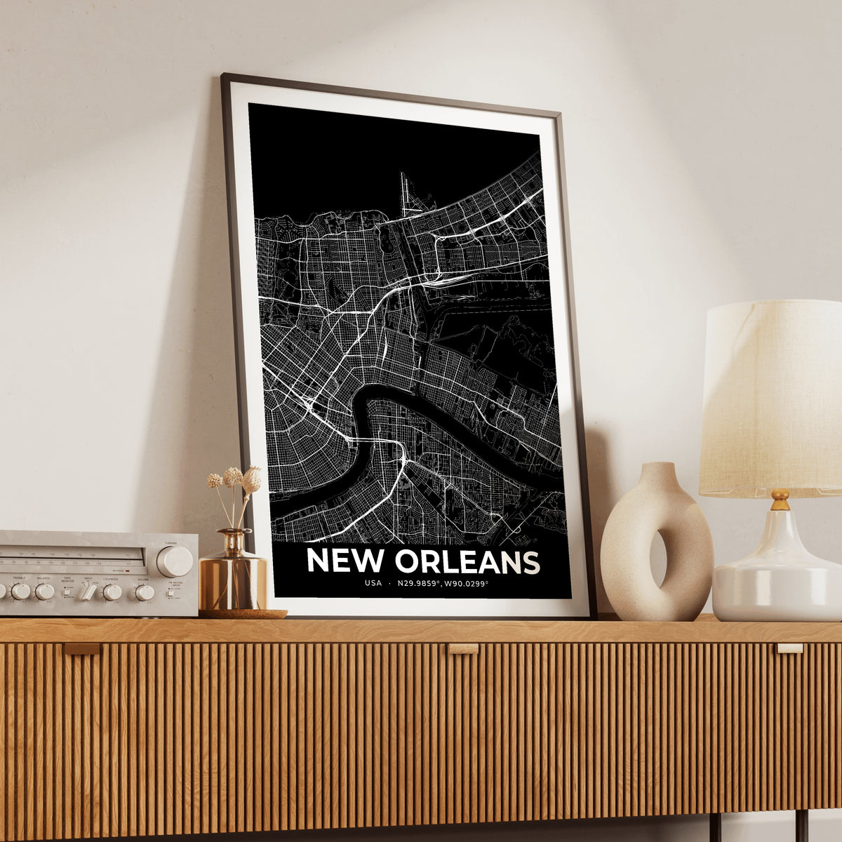 New Orleans Elegant Map Poster