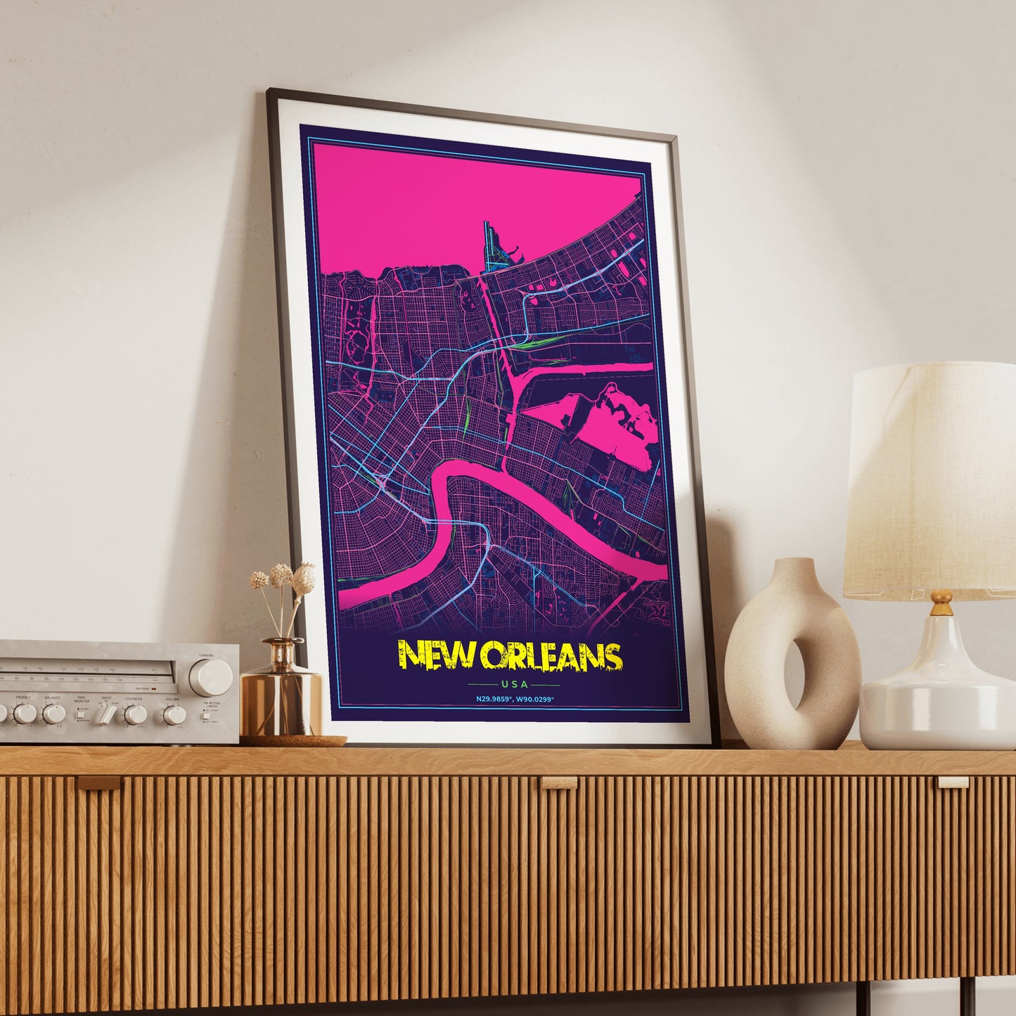 New Orleans Cyberpunk Map Poster