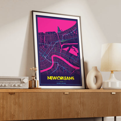 New Orleans Cyberpunk Map Poster