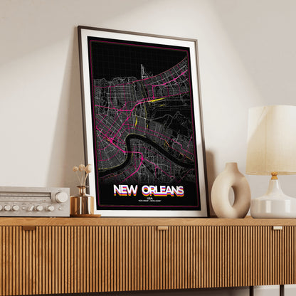New Orleans Retro Map Poster