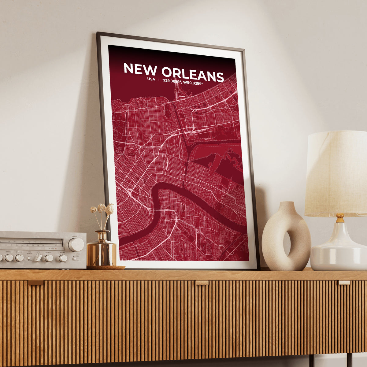 New Orleans Garnet Map Poster