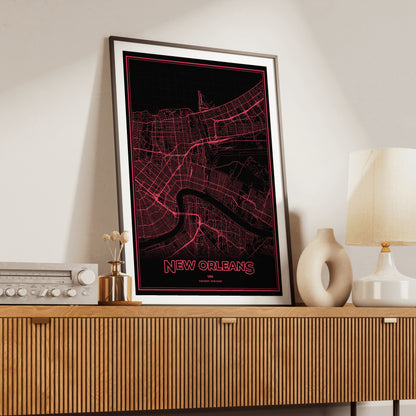 New Orleans Phosphor Map Poster - System Alert