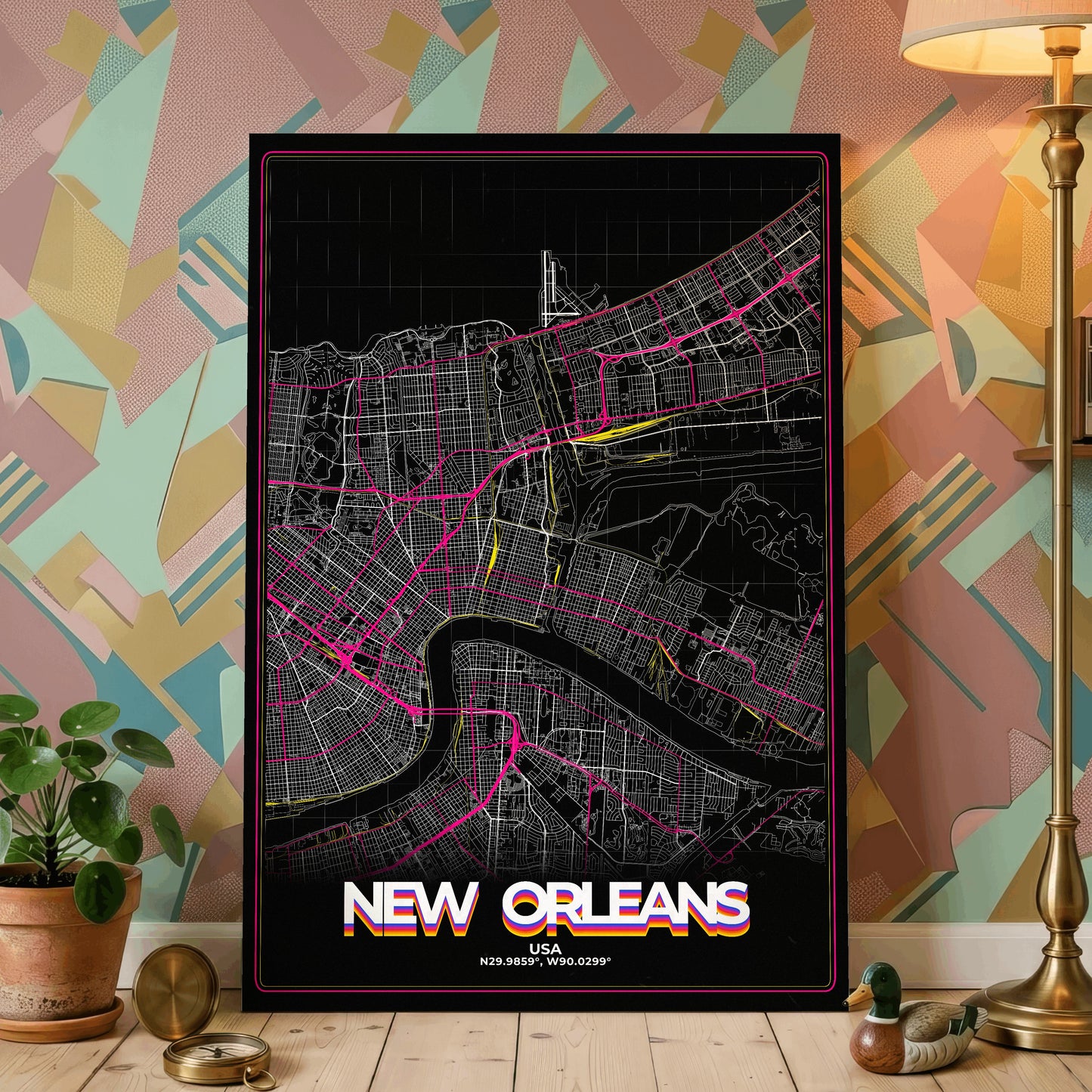 New Orleans Retro Map Poster