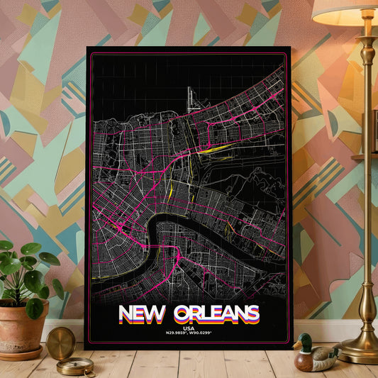 New Orleans Retro Map Poster