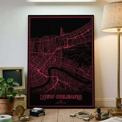 New Orleans Phosphor Map Poster - System Alert