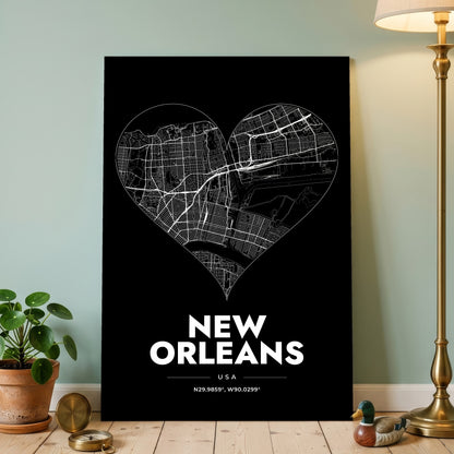 New Orleans Heart Map Poster