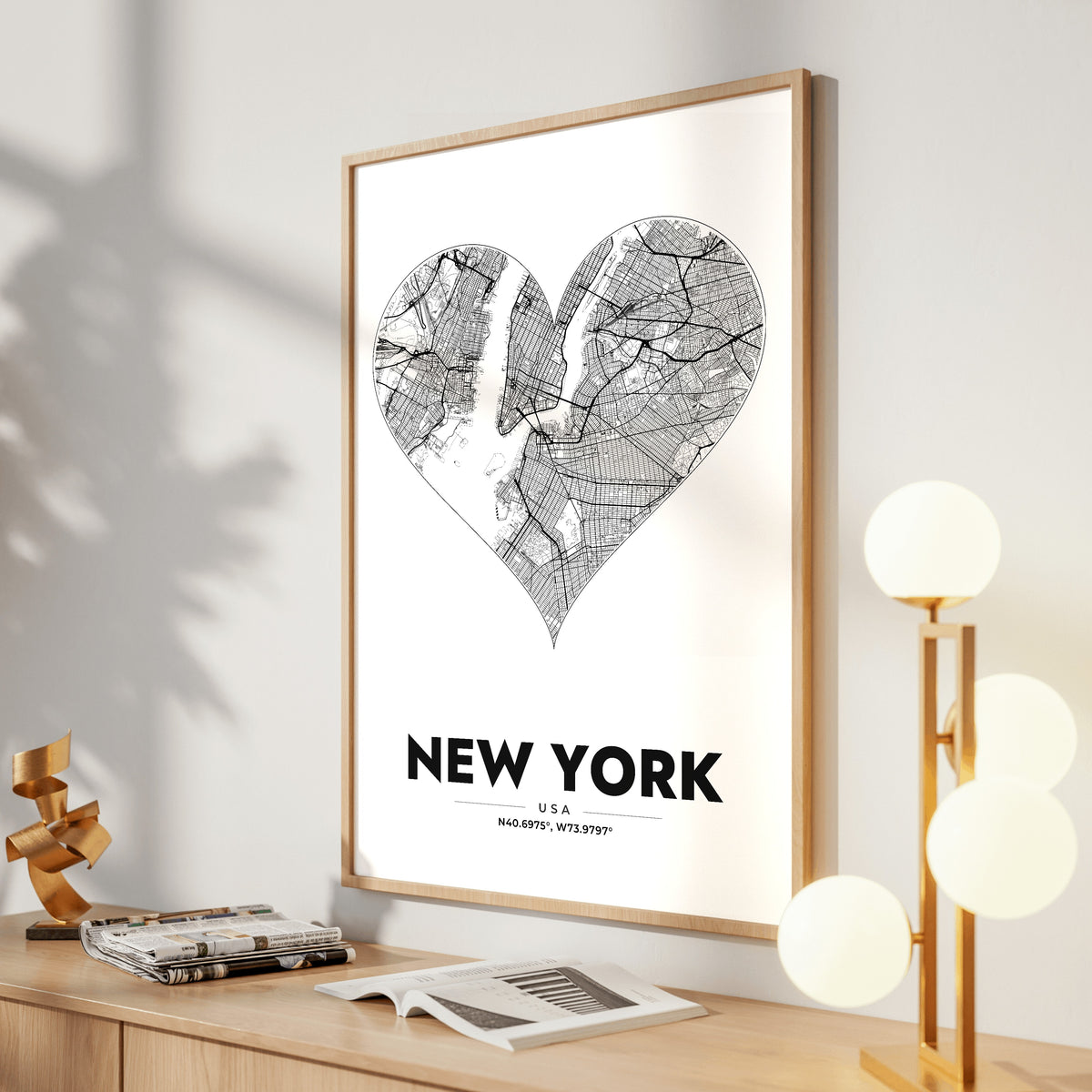 New York Heart Map Poster