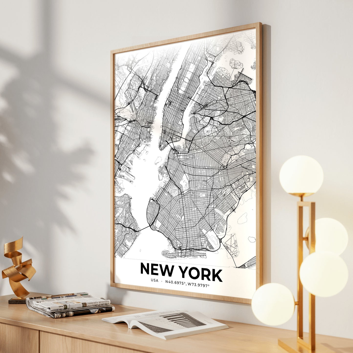 New York Elegant Map Poster