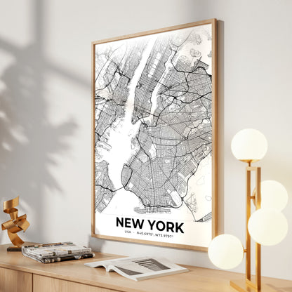 New York Elegant Map Poster