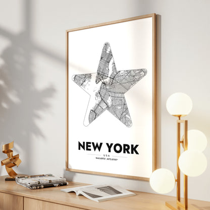 New York Star Map Poster