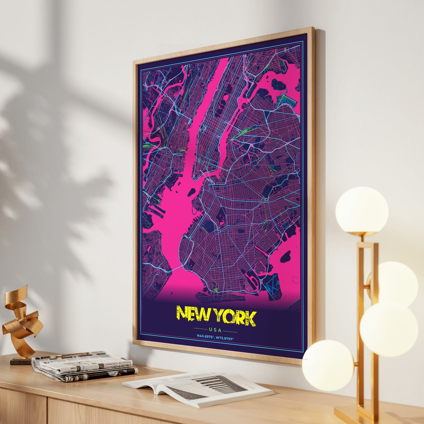 New York Cyberpunk Map Poster