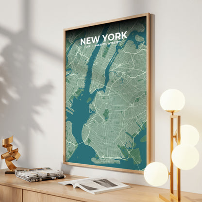 New York Mist Map Poster